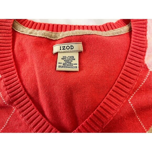 Izod Crewneck Sweater | Salmon Argyle - Picture 11 of 12